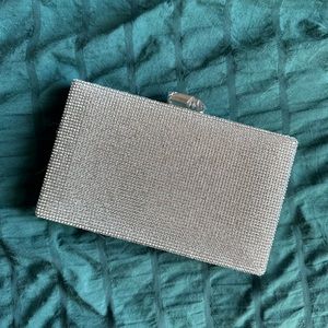 Silver Clutch w/ Strap